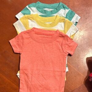 Carter's 3-Pack Short Sleeve One-Piece Bodysuits in Coral, Yellow, and Teal